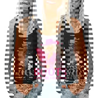 Boots On The Ground Pink Cowgirl Breast Cancer Western Women Women Tank Top - Thegiftio