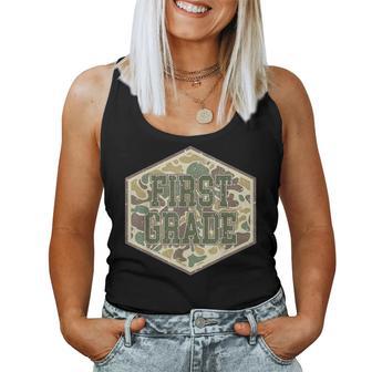 Camo First Grade Boys Hello 1St Grade Students Teachers Women Tank Top - Monsterry