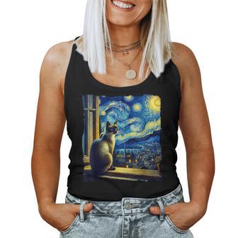 Cat Siamese Cat Starry Night Siamese Women Women Tank Top - Thegiftio UK