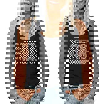 Checkered Mama Black White Checker Print Women Tank Top - Thegiftio UK