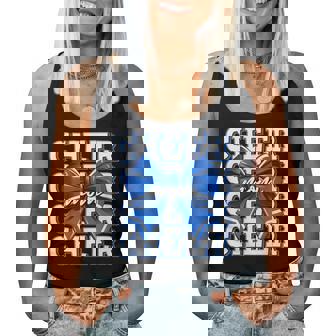 Cheer Mom Blue Bow Cheerleader Competition Game Day Women Tank Top | Mazezy