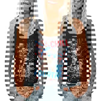 Chill The Fourth Out Skeleton Retro 4Th Of July Women Women Tank Top | Mazezy