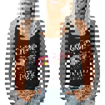 Christmas In July Flamingo Pink Camping Camper Trailer Women Tank Top - Monsterry