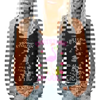 Christmas In July Pink Flamingo Women Tank Top - Thegiftio