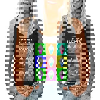 Cono De Helado Colorido Caras Kawaii Postre Rainbow Gelato Camiseta sin mangas para mujer - Regaloses