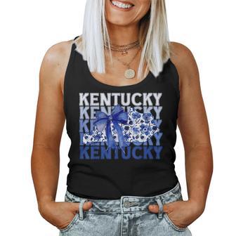 Coquette Blue Floral Bow Kentucky Women Tank Top - Thegiftio UK