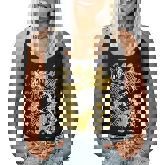 Coquette Bow Football Gold Black Game Cheer Mom Touchdown Women Tank Top | Seseable CA