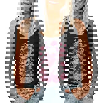 Cottagecore エステ キュート カワイイ 猫 花 花柄 ピンク レディースタンクトップ - Kawaiitshirt