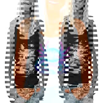 Cute Axolotl Galaxy Rainbow Colorful Axolotl Women Tank Top - Thegiftio