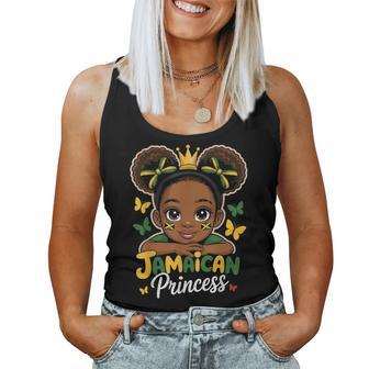 Cute Jamaican Princess Jamaica Girl Crown Bow For Girls Women Tank Top - Monsterry
