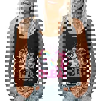 Dabbing ユニコーン 恐竜 男性 女性 男の子 女の子 キッズ ドバイ レディースタンクトップ - Kawaiitshirt