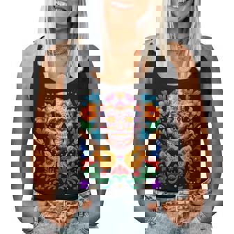 Day The Dead Sugar Skull Dia De Los Muertos Costum Women Tank Top | Seseable CA