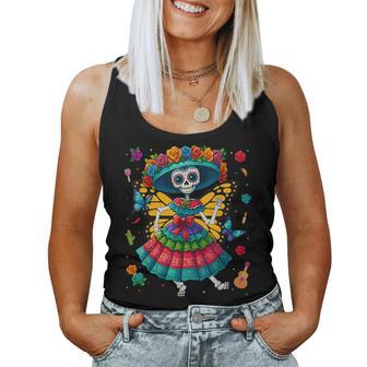 Dia De Los Muertos Monarch Butterfly Day Of Dead Girl Women Women Tank Top - Thegiftio UK