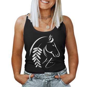 Dibujo De Caballo Con Rama De Planta Cuello Camiseta sin mangas para mujer - Regaloses