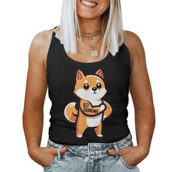 Divertido Tatuaje De Perrohiba Inu Con El Texto I Love Grandma Camiseta sin mangas para mujer - Regaloses