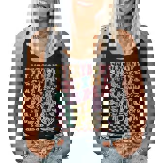 Everybody In The Camp Getting Tipsy Camping Friends Groovy Women Tank Top - Thegiftio