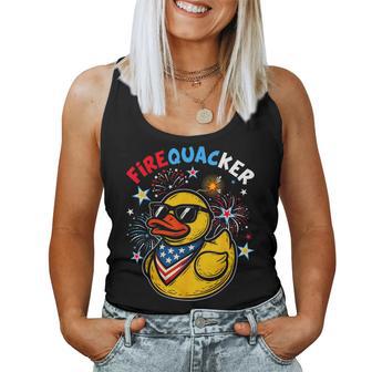Fire Quacker Firecracker Duck 4Th Of July Usa Flag Women Tank Top - Thegiftio UK