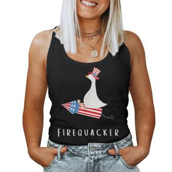 Firequacker 4Th Of July Patriotic Silly Goose Boy Girl Women Tank Top - Thegiftio UK
