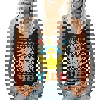 Five Is A Vibe 5Th Birthday Groovy Boys Girls 5 Years Old Women Tank Top | Mazezy