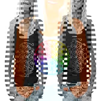 Flower Of Lifeacred Geometry Yogaフラワーオブライフ神聖幾何学瞑想ヨガ レディースタンクトップ - Kawaiitshirt