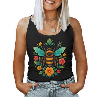 Flowers Beekeeping Beekeeper Floral Honey Bee Lover Women Tank Top - Thegiftio UK