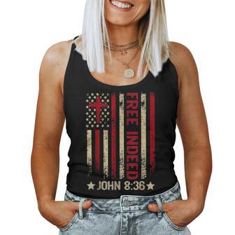 Free Indeed Christian Bible Verse 4Th Of July Patriotic Women Tank Top - Thegiftio UK