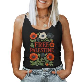 Free Palestine Flower Palestine Clothing Support Gaza Women Tank Top - Thegiftio UK