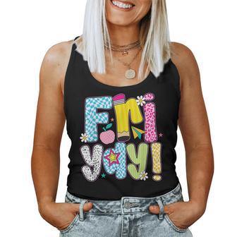 Fri-Yay Happy Friday Weekend Teacher Back To School Women Tank Top - Thegiftio UK