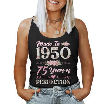 75 Year Old Made In 1950 Floral 75Th Birthday Women Women Tank Top - Thegiftio UK