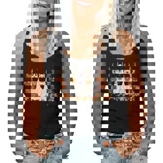 Doberman Dog Ghost Fall Autumn Leaves Thanksgiving Women Tank Top | Mazezy