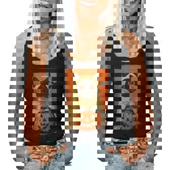 Vintage Black Cat Halloween Pumpkin Spooky Ghost Women Women Tank Top | Mazezy