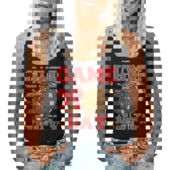 Game Day Football Season Football Mama Girl Red Gold Vibes Women Tank Top - Monsterry