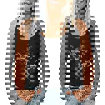 Gato Con Gatito Y Mariposas Arte Del Garabato Cuello Camiseta sin mangas para mujer - Regaloses