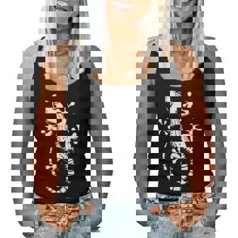 Gecko Dad Mom Lover モノクロ ヤモリ レディースタンクトップ - Kawaiitshirt