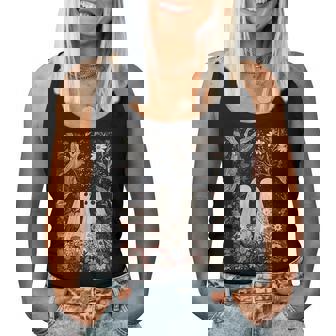 Ghost In The Flower Forest Halloween Spooky Season Vintage Women Tank Top - Thegiftio