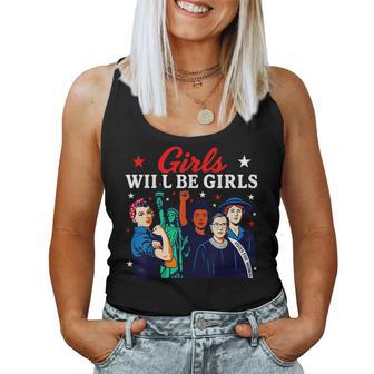 Girl Will Be Girls Patriotic American 4Th Of July Usa Women Tank Top - Thegiftio UK
