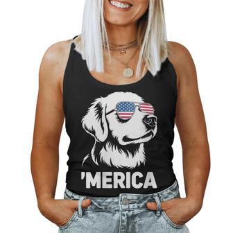 Golden Retriever 4Th Of July Merica Women Tank Top - Thegiftio UK