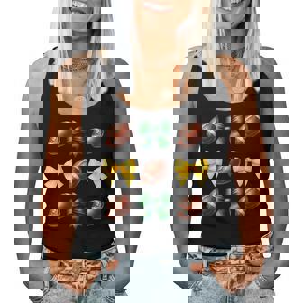 Green & Yellow Gold Footballs & Bows Fall Football Season Women Tank Top | Seseable CA