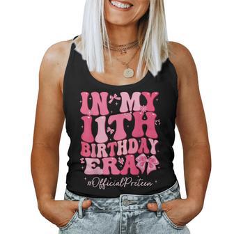 Groovy In My 11Th Birthday Era Coquette Bow Birthday Girl Women Tank Top - Thegiftio UK