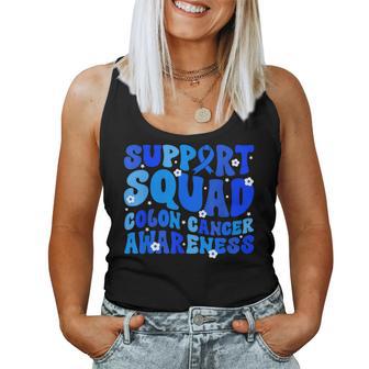 Groovy Crc Colon Cancer Awareness Supprt Squad Blue Ribbon Women Tank Top - Thegiftio UK