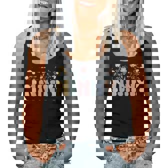 Groovy Ninny Grandma On Mother's Day Black Floral Pattern Casual Women Tank Top - Monsterry