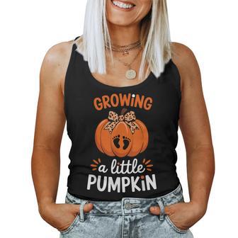Growing A Little Pumpkin Thanksgiving Pregnancy Happy Fall Women Tank Top - Thegiftio UK