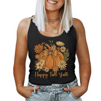 Happy Fall Y'all Coquette Bow Pumpkin Thanksgiving Women Women Tank Top - Thegiftio UK