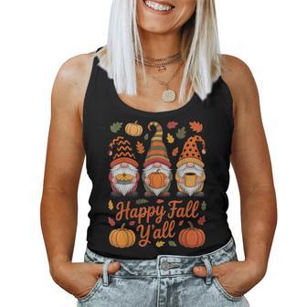 Happy Fall Y'all Gnome Pumpkin Autumn Thanksgiving Women Women Tank Top - Thegiftio UK