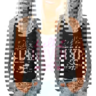 Hello Eleven Est 2014 Pink Coquette Happy 11Th Birthday Girl Women Tank Top | Mazezy