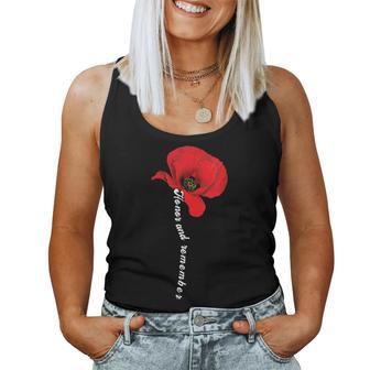Honor Remember Memorial Day Vintage Poppy Flower Patriotic Women Tank Top - Thegiftio