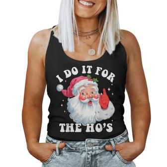 I Do It For The Hos Christmas Groovy Santa Face Women Tank Top - Thegiftio UK