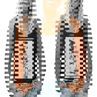 Hot Girl On 男性用 セクシー バッド キティ ピンナップガール B&W レディースタンクトップ - Kawaiitshirt