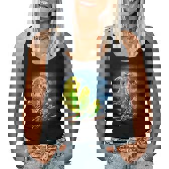 Howling At The Moon シャツ インコシャツ インコ セキセイインコ レディースタンクトップ - Kawaiitshirt