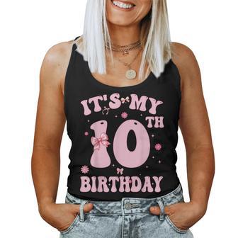 It's My 10Th Birthday Girl Coquette Bow Pink 10 Year Old Women Tank Top - Seseable